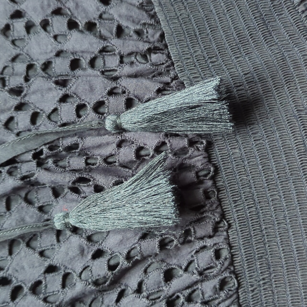 Athleta Molokai Strapless Maxi Eyelet Silk-Blend in Navy Blue Dress in Small - Picture 8 of 11